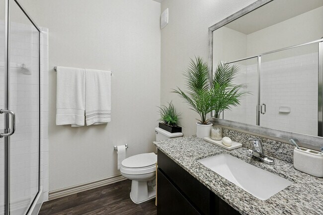 Modern bathroom with walk-in shower