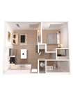 Tesla 1 - 1x1 Floorplan
