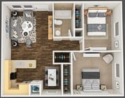 2 Bed 1 Bath includes 2 car covered parking