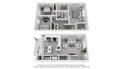 A 3D rendering of The Wessinger, our 3 bedroom 2 bathroom floor plan
