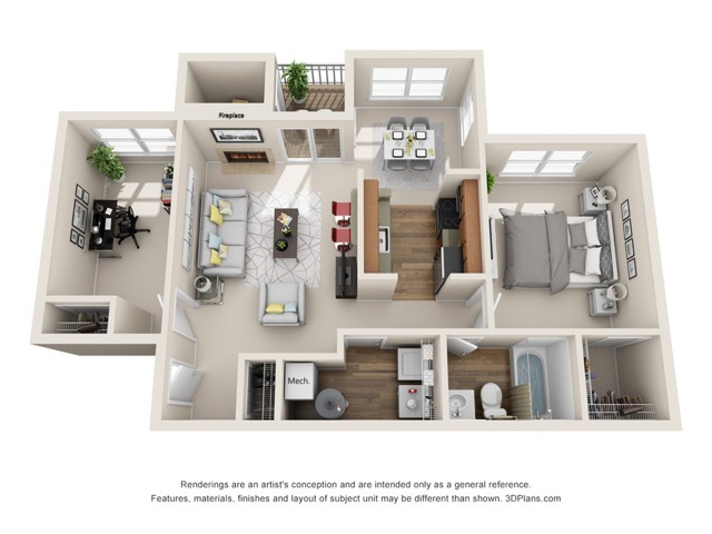 Chesterfield Cup - 1 Bed 1 Bath with Den - Chesterfield Cup w/ Den 1x1
