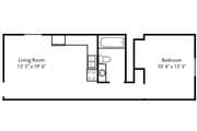 1BR/1BA Floor Plan