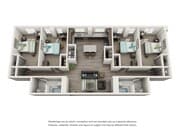 Plano de planta de 4 habitaciones | Apartamentos en el campus de IU | Avenue on College