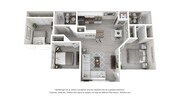A 3D floor plan rendering of The Catalina.