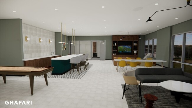 Resident lounge with billiards and television.
