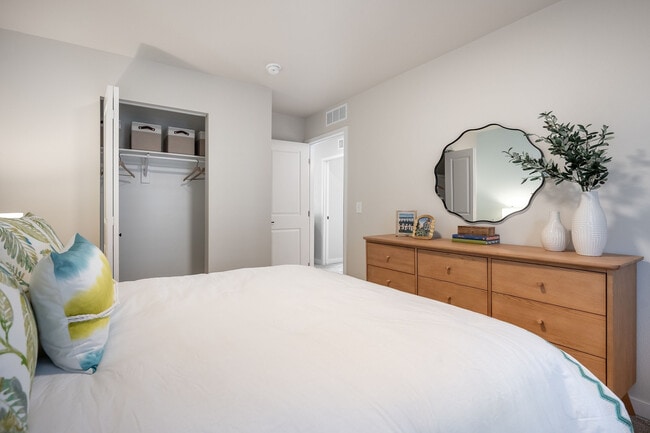 A comfortable bedroom that makes unwinding at the end of the day feel easy and natural.