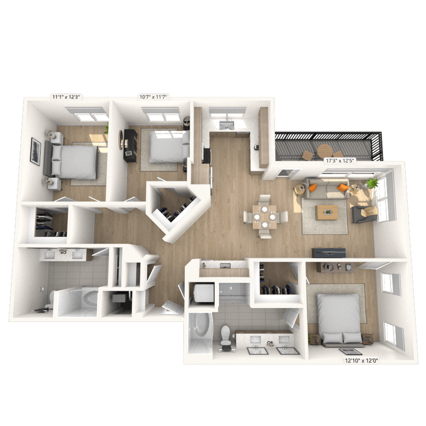 Floor Plan - C1 3x2 1517 SF