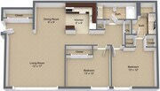 2BR, 1BA - 920 SF