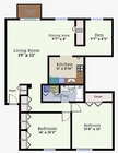 Two Bedroom One Bath Den Garden Floorplan