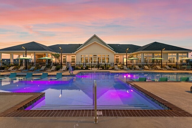 Beautiful Pool at Twilight - Hickory Cottages Rental