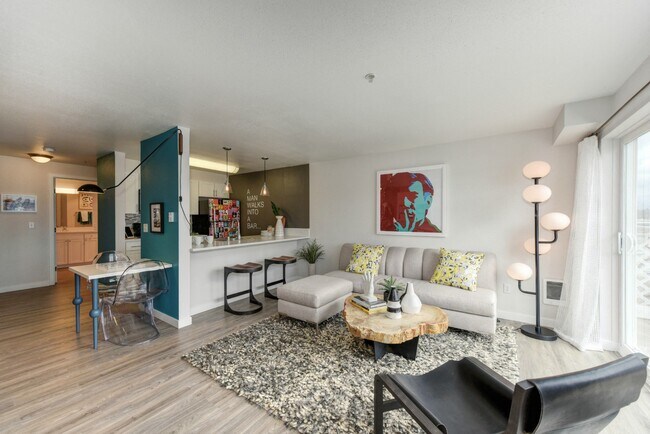 Living Room with Wood Inspired Floor
