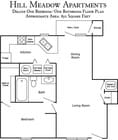 One Bedroom One Bathroom Deluxe Hill Meadow Apartments