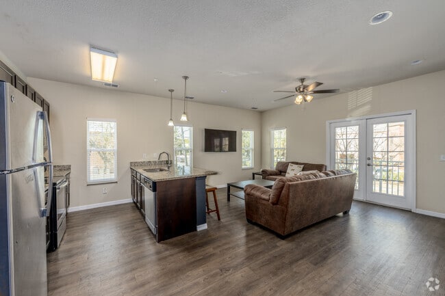 4x4 Townhouse 4BR, 4BA - 1,772SF - Kitchen and Living Room - Athens Commons- Student Housing