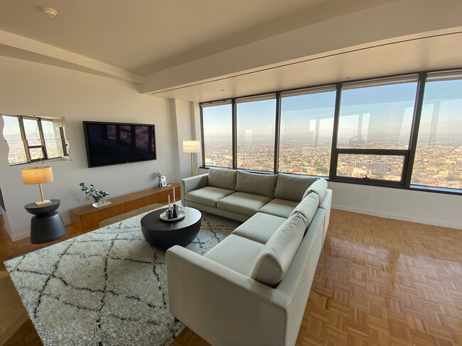 Living Room Virtually Staged - 1100 Wilshire Blvd Condo Unit #3502