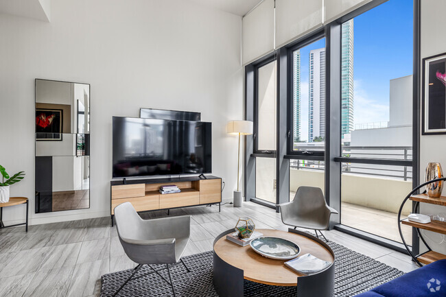 Caoba Downtown Miami Highrise Luxury Apartments View of City in Background  Stock Photo - Image of modern, architecture: 162140602