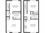 2 Bedroom, 1 1/2 Bath Townhome
