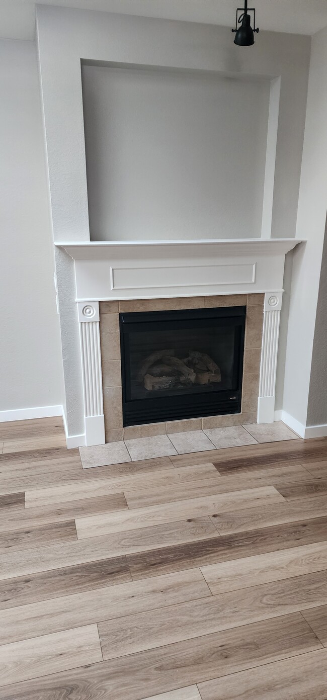 Living Room Fireplace - 5319 W 16th Ave Unidad Slone's Lake Condo