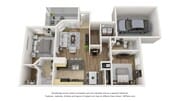 A 3D floor plan rendering of The Venetian with Garage.