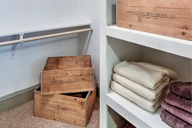 Ample closet space with build-in shelves