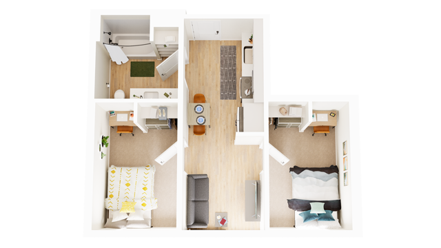 2x1 B - 2 Bedroom B
