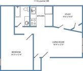 1 cama, 1 baño con estudio