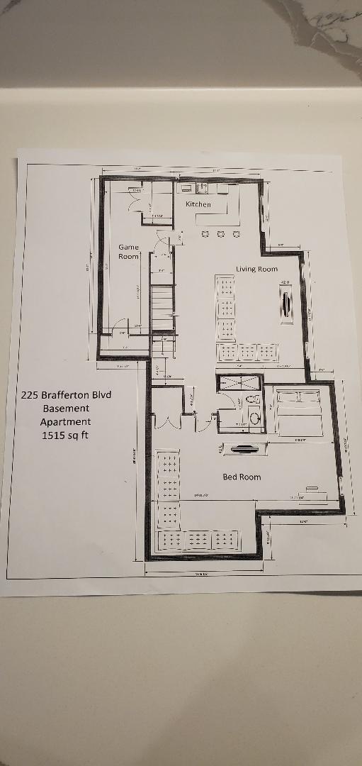 Floor Plan - 225 Brafferton Blvd Unit Fully Furnished Apartment