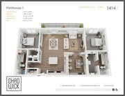 Two Bedroom Penthouse with Flex Den, Two Bath