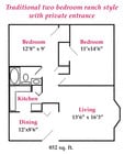 The Traditional Two Bedroom Ranch