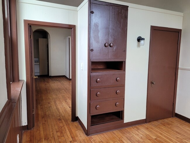 Built-in Storage and Arched Doorway