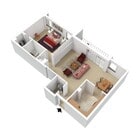 Unidad de esquina de un dormitorio