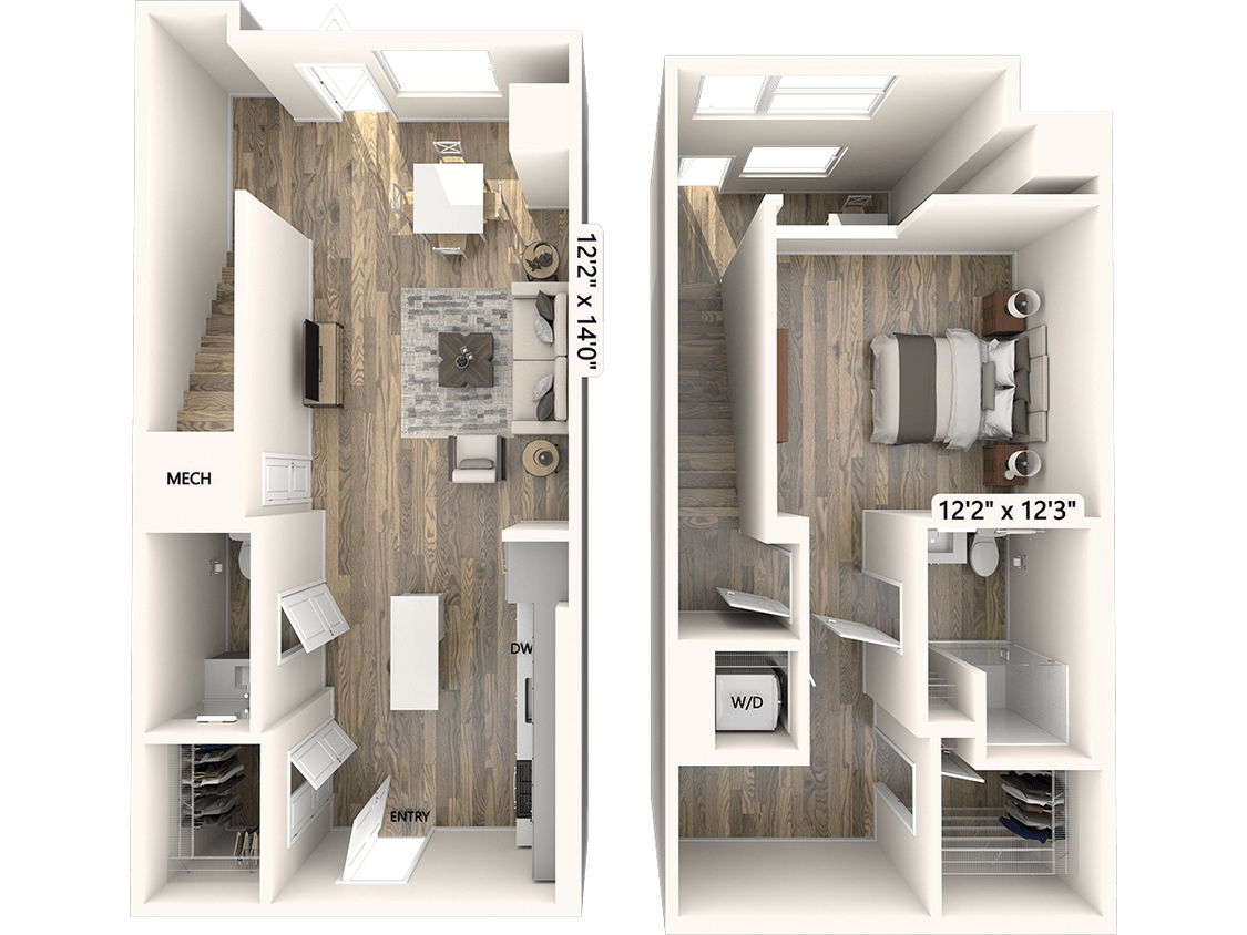 Floor Plan - A1L-887sf-Apt116-118