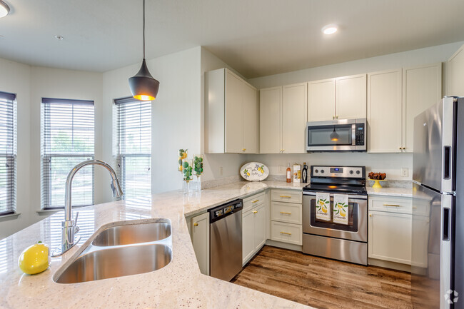 One kitchen layout - The Villas at Ridgeview Falls Apartments
