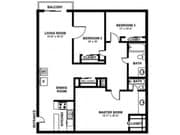 3 Bedroom 2 Bath - 1120 sf