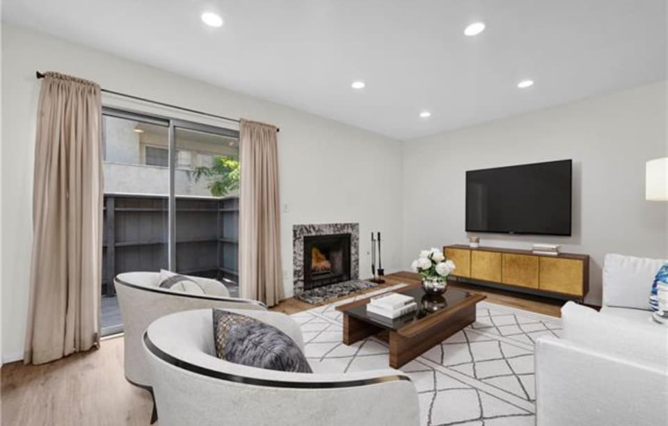 Living room (virtually staged) - 20155 Keswick St Townhome
