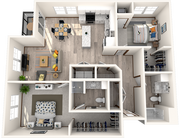 2 bedroom, 2 bathroom