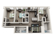 Plano de planta de 3 habitaciones | Apartamentos fuera del campus de IU | Avenue on College