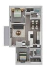 3D Two Bedroom Floor Plan Image