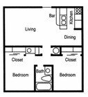 Two bedroom, One Bath