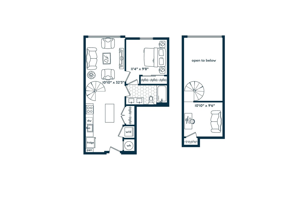 One Bedroom One Bath Loft (768 SF) - One Bedroom One Bath Loft (768 SF)