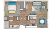Jensen 2 | 1-Bedroom Floorplan