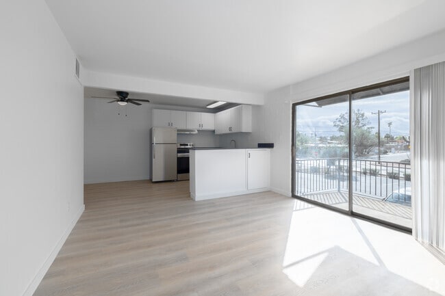 1BR, 1BA - 600SF - Living Room - Palms on 2nd Apartments