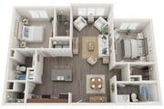 The Bambino Deluxe - Two Bedrooms Two Bathrooms 1132 sqft with Extended Living Area