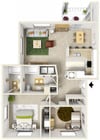 Two Bedroom/Two Bath floor plan Crescent Park