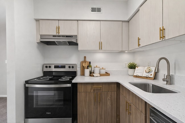 Modern kitchen with wooden accents