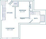 A10 one bedroom one bathroom 615 square foot to 752 square foot home