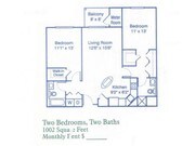 Floor Plan 2BR/ 1002SF