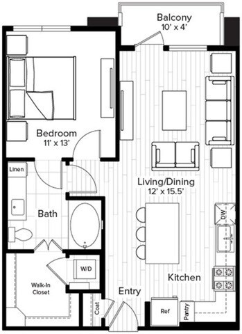 1 Bed 1 Bath - A1