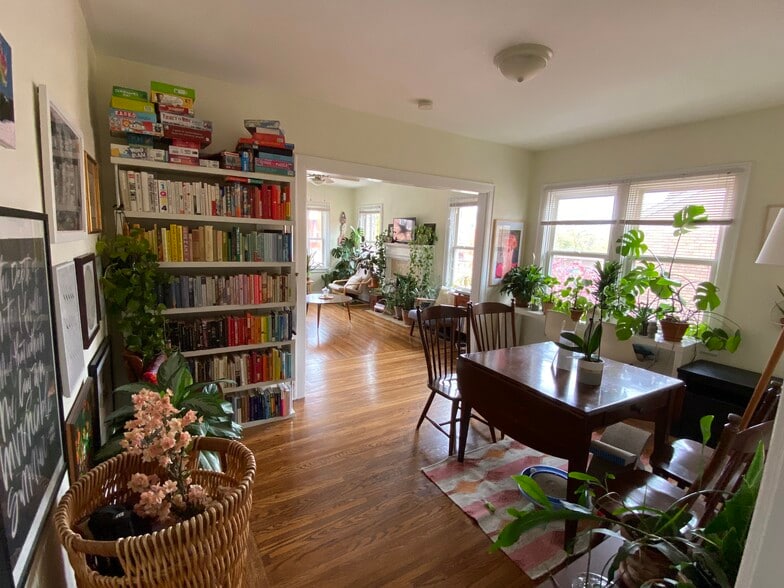 Open space living dining office hardwood