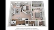 A photo of our 2x1 floor plan, The Hickory.
