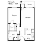 1 Bed 1 Bath | 780 sqft